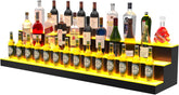 LED Liquor Bottle Display Shelf, 60 inch 3 Step Lighted Acrylic Lighted Bar Shelf for Home, Illuminated Home Bar Shelf, Acrylic Lighted Bottle Display Stand with Remote and APP Control