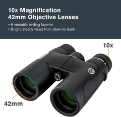 Celestron–Nature DX ED 10x42 Premium Binoculars –Extra-Low Dispersion Objective Lenses –Outdoor and Birding Binocular–Fully Multi-Coated with BaK-4 Prisms–Rubber Armored – Fog & Waterproof Binoculars