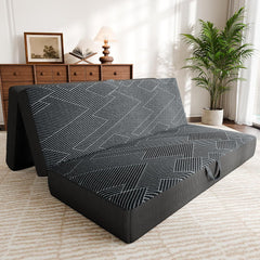Tri Folding Mattress Queen Size - Foldable Mattress Trifold Memory Foam Mat with Washable Cover, Handle & Non-Slip Bottom Portable Foldable Floor Sofa Bed for Travel Camping Guest - 6 Inch, 78"x58"x6"