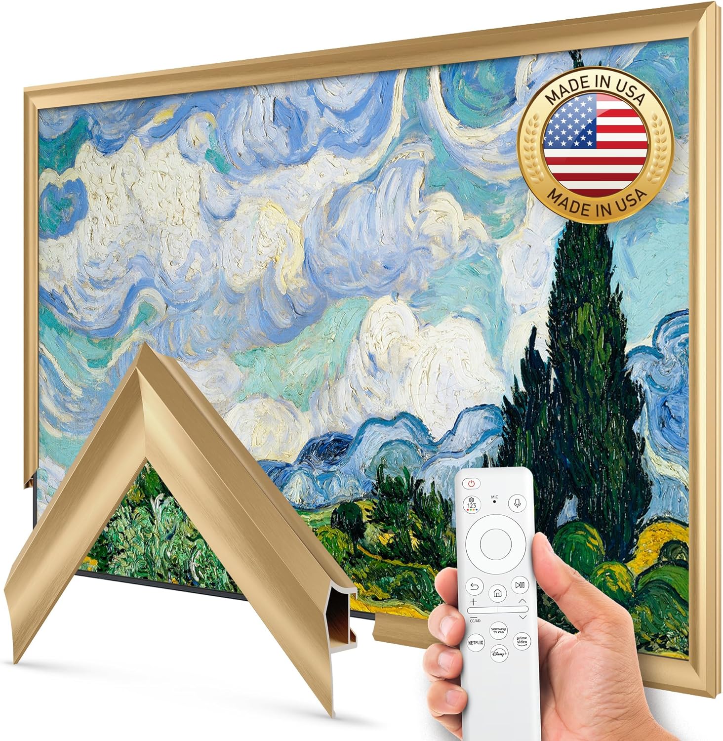 Pale Gold Prismatic 55" Alloy Deco TV Frame - Compatible ONLY with Samsung The Frame TVs (Fits 2021-2026 LS03A LS03B LS03C LS03D LS03FA)