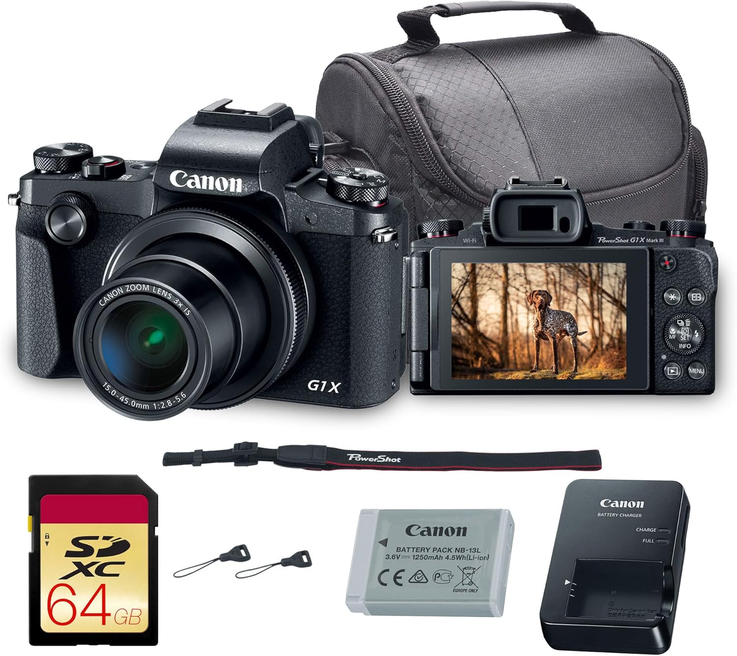 Canon PowerShot G1 X Mark III Digital Camera | 24.2MP APS-C Sensor Dual Pixel AF & 3X Zoom | Compact Camera for Travel & Everyday Photography (2208C001) + 64GB Card + Shoulder Bag