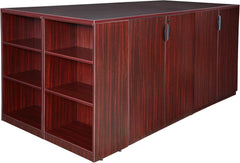 Regency Legacy Stand Up Desk/ 3 Storage Cabinet Quad with Bookcase End- Mahogany