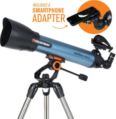 Celestron Inspire 100AZ Refractor Telescope with Built-in Smartphone Adapter Blue