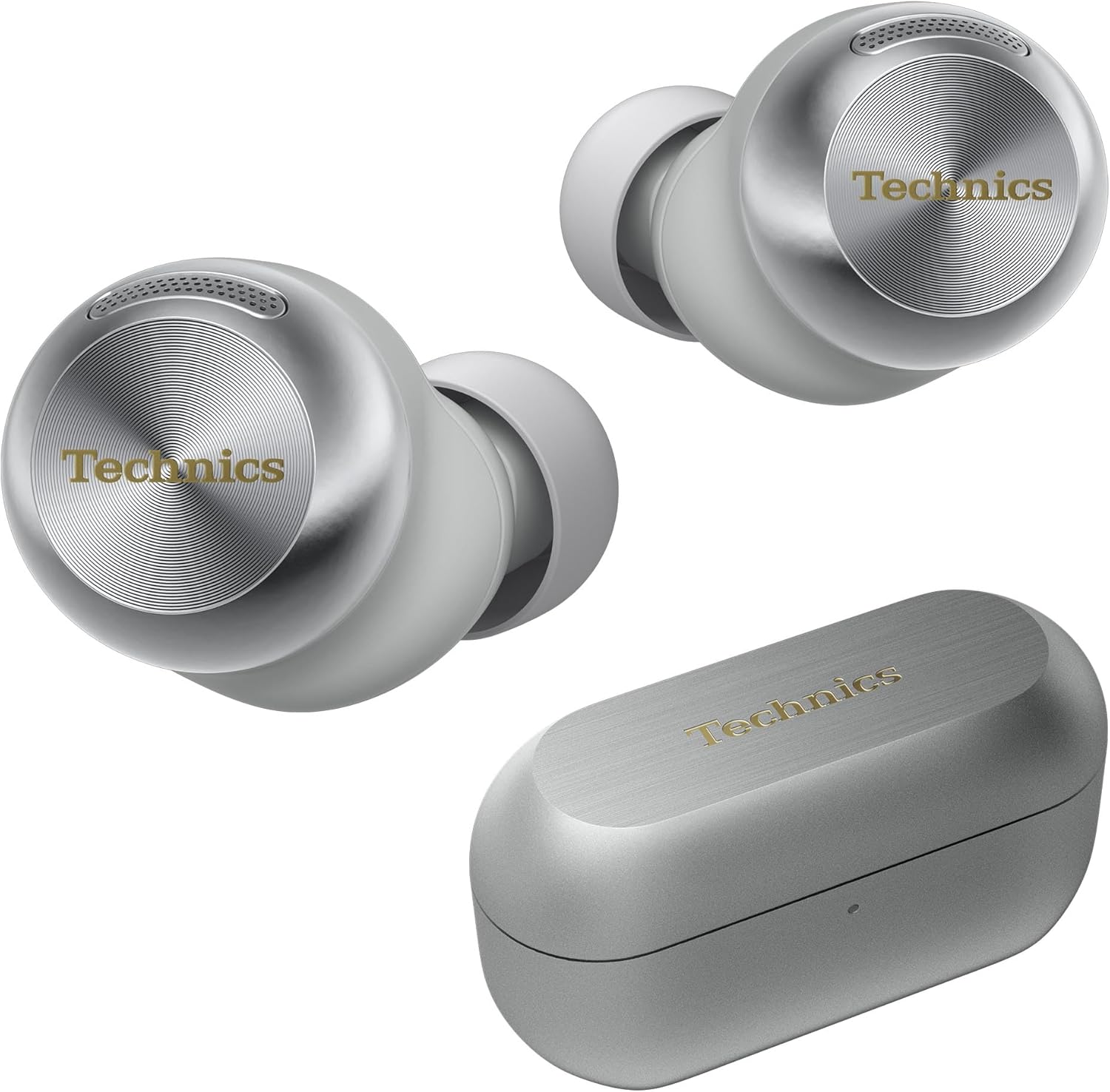 Technics Reference Class Hi-Fi Wireless Earbuds Dolby Atmos with Head Tracking Adaptive Noise Cancelling 3 Device Multipoint 10-hr Battery Wireless Charging Improved Fit - EAH-AZ100-S (Silver)