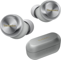 Technics Reference Class Hi-Fi Wireless Earbuds Dolby Atmos with Head Tracking Adaptive Noise Cancelling 3 Device Multipoint 10-hr Battery Wireless Charging Improved Fit - EAH-AZ100-S (Silver)