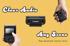 Canon PowerShot V10 Compact Vlogging Camera 1" CMOS Sensor 4K Video Streaming Built‑in Wide‑Angle Zoom Lens Flip‑LCD & Stereo Mic Image Stabilization Creator Studio in Your Pocket Black