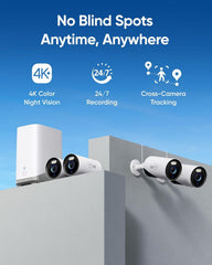 eufy Security eufyCam E330 (Professional) -Cam Kit 4K Outdoor Security Camera System 24/7 Recording Plug-in Wi-Fi NVR Face Recognition AI 10CH Local Storage (Renewed)