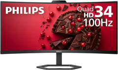 Philips 34E1C5600HE 34" UltraWide QHD 21:9 Monitor with Built-in Windows Hello Webcam & Noise Canceling Mic USB-C Docking Stereo Speakers 100Hz 4-Year Advance Replacement Black