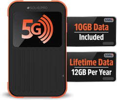 Solis Pro – Mobile 5G Hotspot and Power Bank Bundle Includes Lifetime Data (12GB Per Year) and 10GB Global Data Multi-Carrier Wi-Fi 6E in140+ Countries No Contract Portable Internet by SIMO