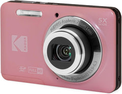 Kodak PixPro Friendly Zoom FZ55 16MP 1080p Full HD Digital Camera (Pastel Pink) Bundle with 128GB SD Card Battery (2-Pack) and Travel Organizer (4 Items)