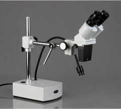 AmScope SE400-X 5X-10X Binocular Boom Arm Stereo Microscope with LED Gooseneck Light