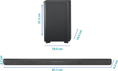 Philips TAB6200 2.1 Channel Soundbar with Wireless Subwoofer - Bluetooth HDMI eARC Dolby Atmos DTS Virtual:X 240W Max Power Black