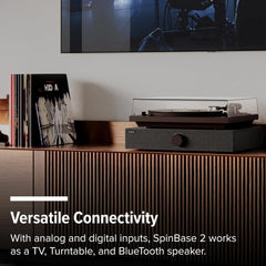 Andover Audio Spinbase 2 Speaker System Designed for Turntables; Phono Input BT Analog and Optical Input ISOGroove Anti-Feedback with Remote Control (Black)
