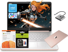 HP 14 Laptop Quad-Core (Beat i3) 16GB RAM 256GB Storage(128GB UFS + 128GB SD Card) 1-Year Office 365 Copilot AI Computer for Student Study Back to School Win11 w/GM Accessory