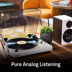 Fluance RT81+ Elite High Fidelity Vinyl Turntable Record Player Audio Technica VM95E Cartridge Anti-Resonant Platter Acrylic Mat Phono Preamp Wood Plinth Adjustable Isolation Feet - Natural Walnut