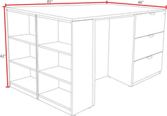 Regency Legacy Stand Up 2 Lateral File/ 2 Desk Quad with Bookcase End- Cherry
