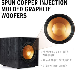 Klipsch Synergy Black Label Sub-100 10” Front-Firing Subwoofer with 150 Watts of continuous power 300 watts of Dynamic Power and All-Digital Amplifier for Powerful Home Theater Bass