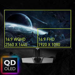 msi MAG 271QP QD-OLED X28 27-inch 2560 x 1440 (QHD) Gaming Monitor 280Hz Adaptive-Sync HDR Ready HDMI VGA Port VESA Mountable Tilt 4-Side Slim Bezel 0.03ms Black