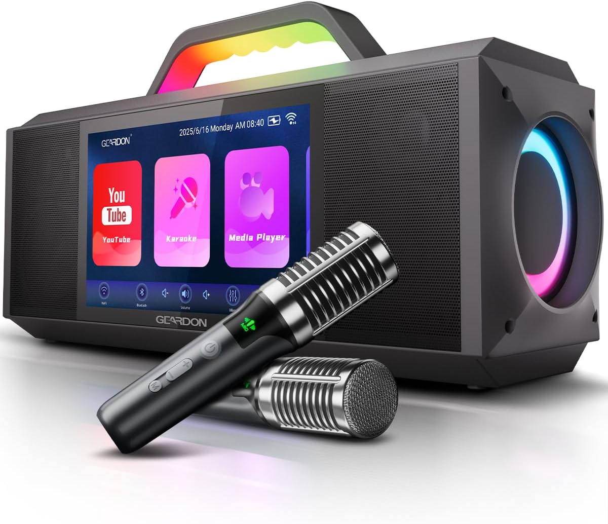 Karaoke Machine for Adults - with Lyrics Display and Screen Professional Karaoke System 2 Wireless Mics 200W Peak Power Free Karaoke App Portable Karaoke Speaker for Home Party and Any Occasion