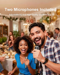 Karaoke Machine for Adults - with Lyrics Display and Screen Professional Karaoke System 2 Wireless Mics 200W Peak Power Free Karaoke App Portable Karaoke Speaker for Home Party and Any Occasion