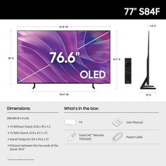 SAMSUNG 77-Inch Class OLED S84F Series Samsung Vision AI Smart TV (2025 Model 77S84F) NQ4 AI Gen2 Processor 4K AI Upscaling OLED HDR Pantone Validated Motion Xcelerator 120Hz