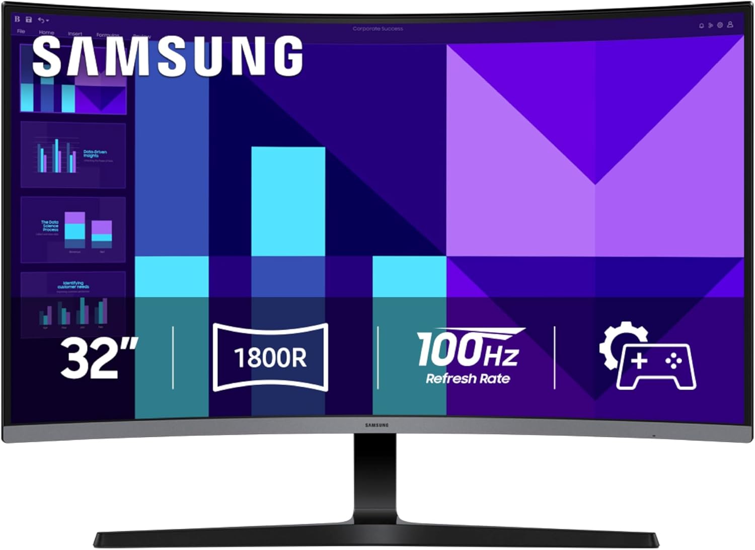 Samsung 32-inch S3 (S39GD) FHD 100Hz Curved Monitor Game Mode Eye Saver Mode Multiple Connectivity with HDMI Port Built-in Speakers LS32D39DGANXZA 2025