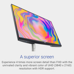 Dell S2722QC Monitor - 27 inch 4K USB-C UHD (3840 x 2160) Display 60Hz Refresh Rate 8MS Grey-to-Grey Response Time Built-in Dual 3W Speakers 1.07 Billion Colors - Platinum Silver