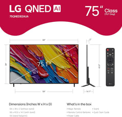 LG 75-Inch Class QNED AI 4K QNED82A Series Smart TV w/AI Sound HDR10 4K Super Upscaling Filmmaker Mode Wow Orchestra Alexa Built-in (75QNED82AUA 2025)