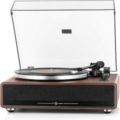 1 by ONE High Fidelity Belt Drive Turntable with Built-in Speakers Vinyl Record Player with Magnetic Cartridge Wireless Playback and Aux-in Functionality Auto Off