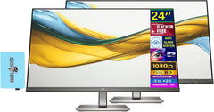 HP 24" FHD IPS Monitor with 5ms Response Time Anti Glare Flicker Free VGA HDMI & Dockztorm USB Port Expander Black/Gray Color 2 Pack