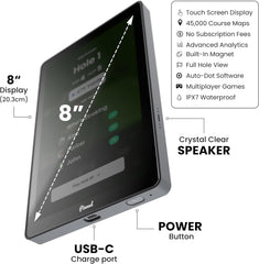Pinned Golf Portable GPS Tablet - The Caddie - Magnetic Weatherproof Touchscreen FCB Distances - Golf Caddy 45 000 Course Maps - Gifts for Men - Gray