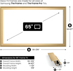 Pale Gold Scoop 65" Alloy Deco TV Frame - Compatible ONLY with Samsung The Frame TV and Pro TVs (Fits 2021-2026 LS03A LS03B LS03C LS03D LS03FA LS03FW)