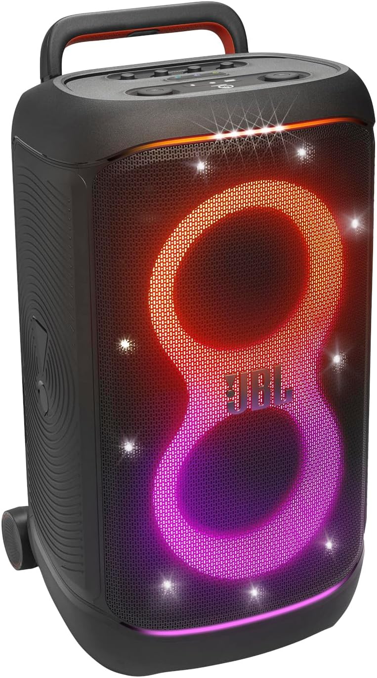 JBL PartyBox 520 - Portable Battery-Powered Party Speaker with AI Sound Boost Up to 15 Hours of Play time IPX4 Splash Proof Multi-Speaker Connection by Auracast and Telescopic Handle (Black)