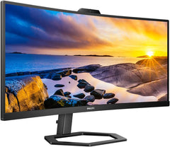Philips 34E1C5600HE 34" UltraWide QHD 21:9 Monitor with Built-in Windows Hello Webcam & Noise Canceling Mic USB-C Docking Stereo Speakers 100Hz 4-Year Advance Replacement Black