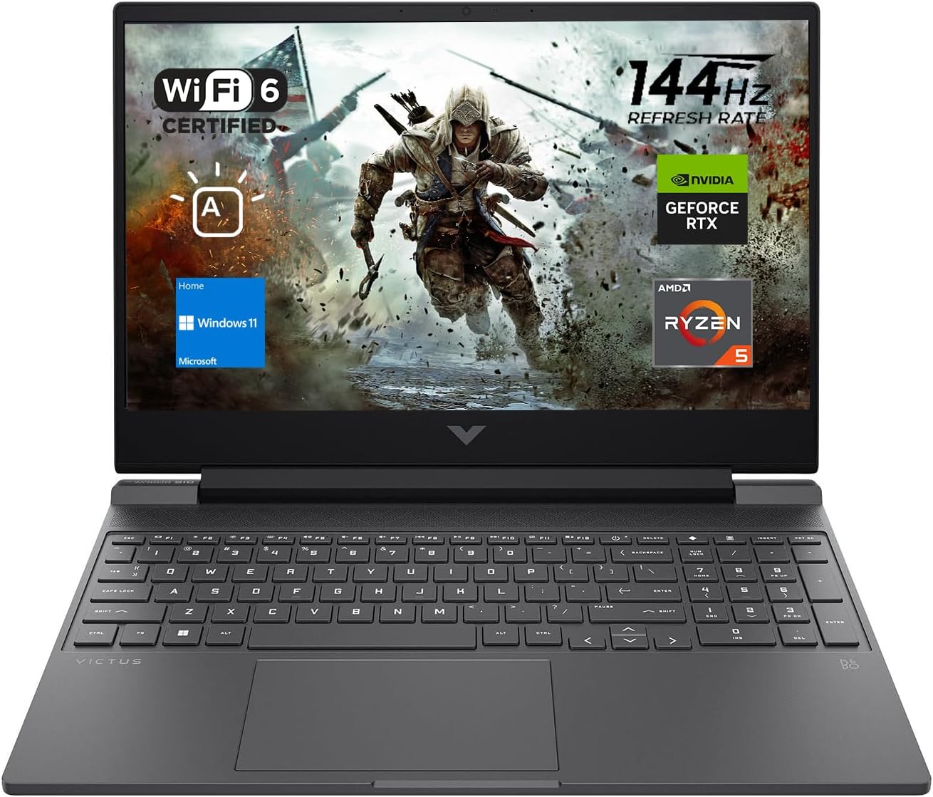 HP Victus 15 Gaming Laptop 15.6" FHD 144Hz Display AMD Ryzen 5 7535HS 16GB DDR5 RAM 1TB PCIe M.2 SSD NVIDIA GeForce RTX 2050 HDMI Webcam Backlit Keyboard Wi-Fi 6 Windows 11 Home Silver