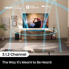 Hisense AX3120Q 3.1.2Ch Sound Bar with Wireless Subwoofer Dolby Atmos DTS:X Bluetooth 5.3 Roku TV Ready HDMI/AUX/ARC/Optical/USB EzPlay 3.0 7 EQ Modes Hi Concerto Black