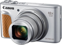 Canon PowerShot SX740 HS Digital Camera (Silver) – 20.3MP 40x Optical Zoom 4K UHD Video Wi-Fi & Bluetooth Compact Travel Point & Shoot (2956C001) + Bag + 64GB Memory Card