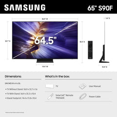Samsung 65-Inch Class OLED S90F 4K Smart TV (2025 Model) NQ4 AI Gen3 Processor 4K AI Upscaling Pro OLED HDR + Motion Xcelerator 144Hz Samsung Vision AI Alexa Built-in