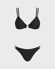 Black O-Ring Triangle Bikini Set