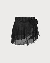 Black Ruffled Mesh Cover-up