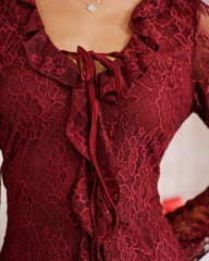 Red Floral Ruffle Mini Dress