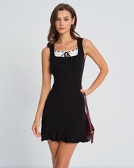 Black Contrasting Sweater Dress