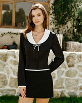 Black Collar Satin Blouse