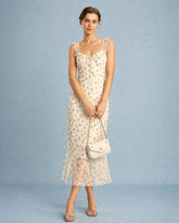 Apricot Floral Ruffle Slip Maxi Dress