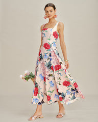 Floral A-Line Sleeveless Maxi Dress