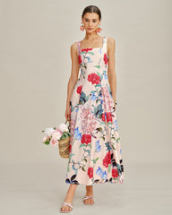 Floral A-Line Sleeveless Maxi Dress