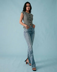 Black Plaid Viscose Tee