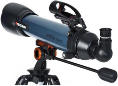 Celestron Inspire 100AZ Refractor Telescope with Built-in Smartphone Adapter  Blue