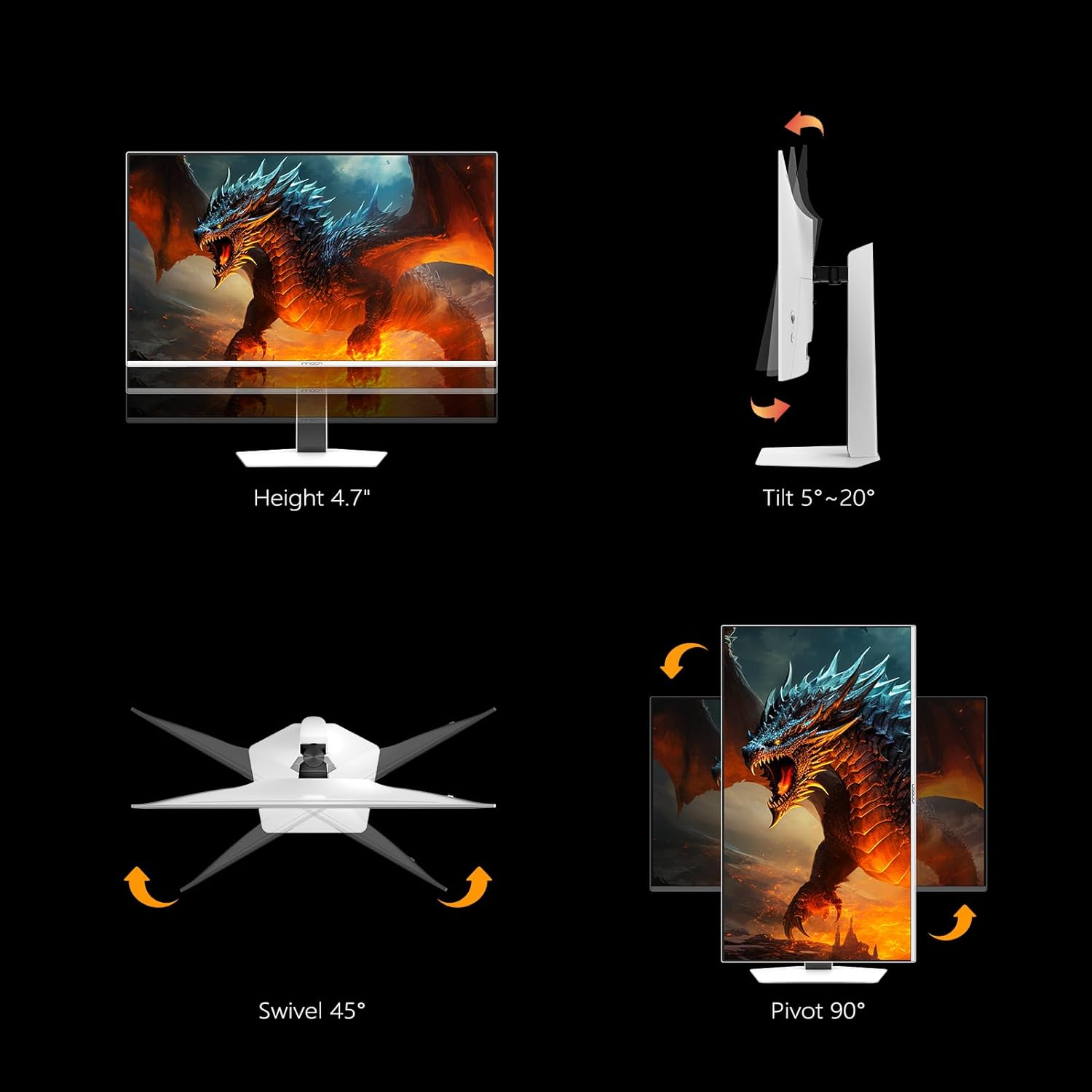 INNOCN 27" OLED 2K QHD 2560 x 1440p 500Hz Gaming Monitor  Gaming Console Ready  VRR  G-SYNC Compatible  HDR 500  0.03ms  FPS/RTS  HDMI 2.1  DP  Speaker  Pivot Adjustable Stand - GA27M1Q