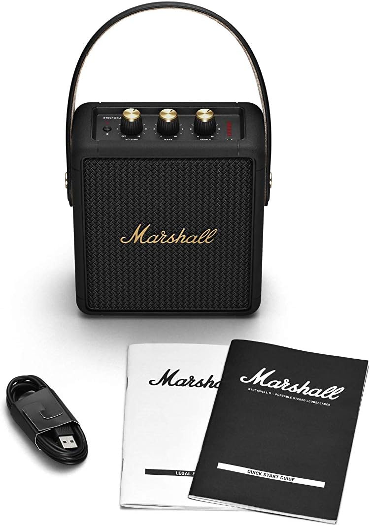 Marshall Stockwell II Portable Bluetooth Speaker  Black and Brass